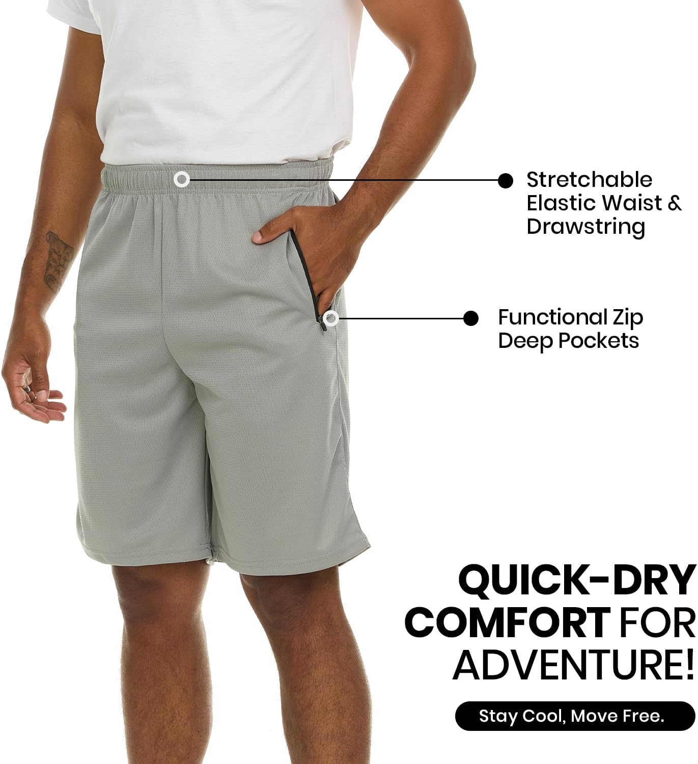 Essential Elements Men’s Athletic Shorts 4 Pack – Quick-Dry Moisture Wicking Basketball, Gym & Workout Shorts with Pockets - Image 3