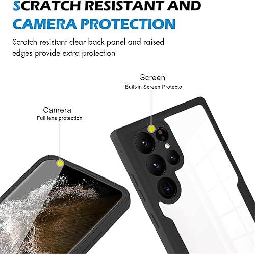 Miniatura 5 de Funda transparente para Samsung Galaxy S23 Ultra (no S23), protector de pantalla integrado, 360 cuerpos completos, a prueba de golpes, sin