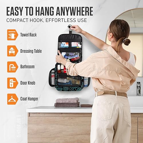 Miniatura 7 de VENTURE 4TH Neceser colgante de viaje prémium para hombres y mujeres con compartimentos expandibles para cosméticos, brochas de maquillaje, joyas,