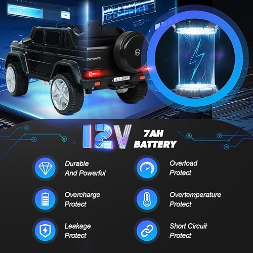 Miniatura 7 de JOYLDIAS Mercedes-Benz G650S - Auto de paseo para niños, camión de paseo para niños 12V7AH con control remoto de 2.4 GHz, 3 velocidades, Bluetooth,