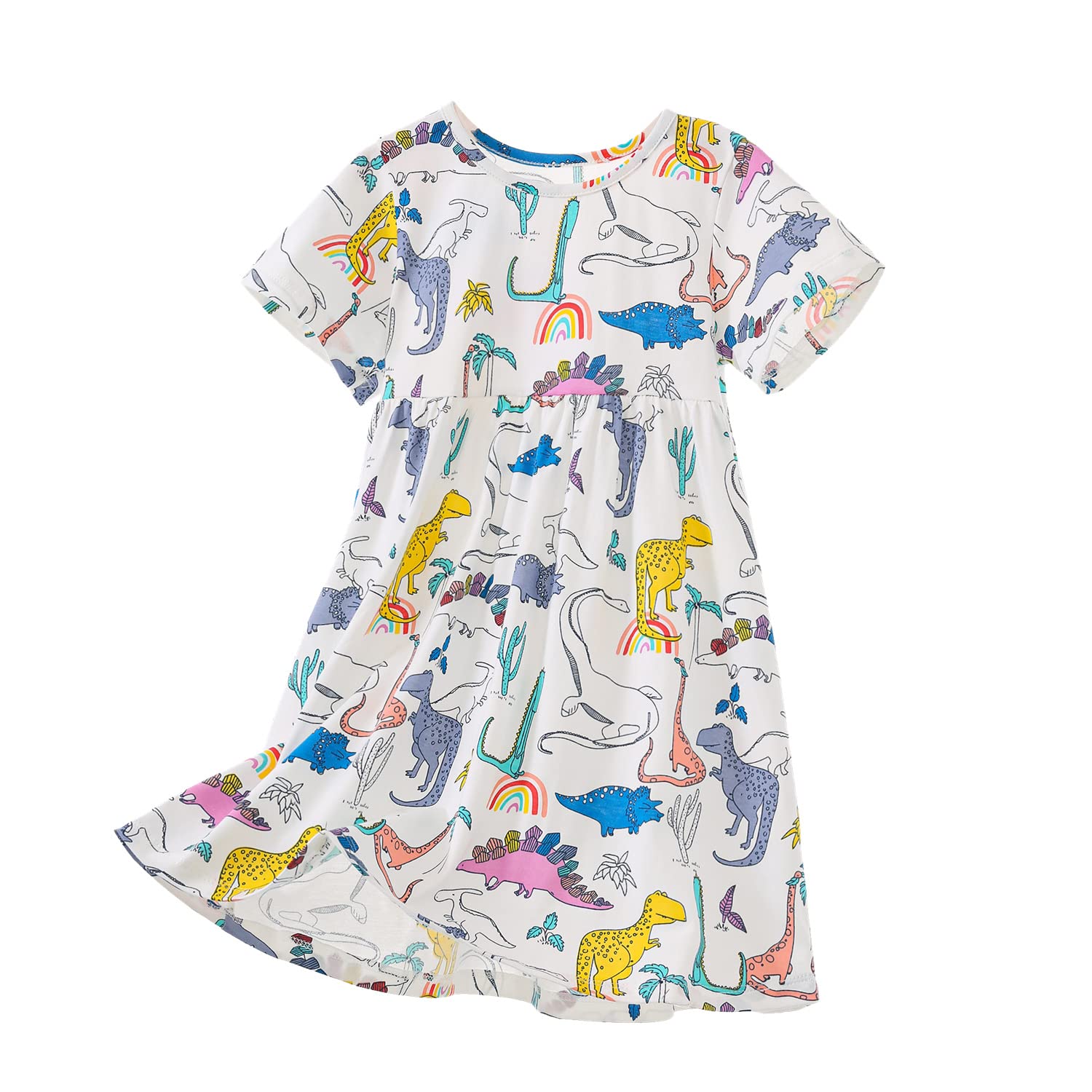 Yealoo Vestido de niña manga corta algodón ropa de juego Vestidos Camiseta Vestido Casual Vestido de niña