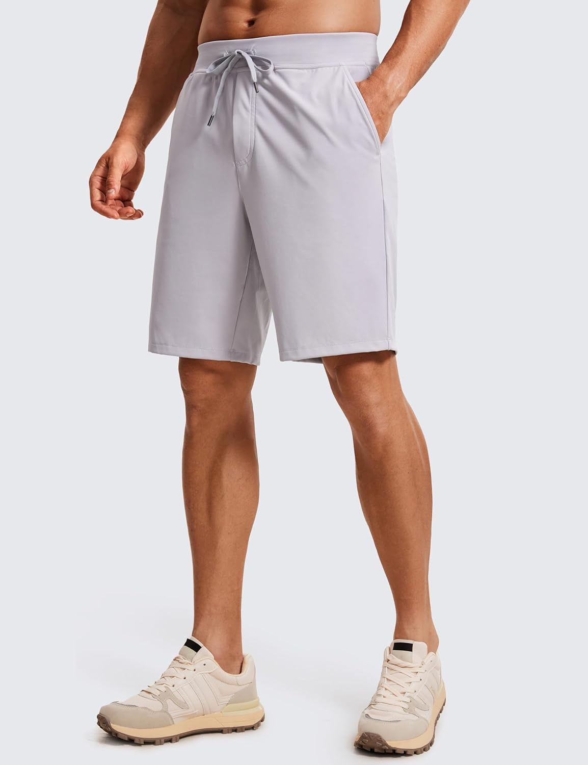 CRZ YOGA Men's Four-Way Stretch Workout Shorts - 9'' Linerless Soft Durable for Casual Athletic with Pockets