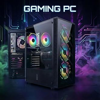 STGAubron Gaming PC Computer Desktop,AMD Ryzen 5 5500 up to 4.2GHz, Radeon RX 580 8G, 16G DDR4, 512G SSD, WiFi 6 5G & BT 5.2, RGB Fan x4, Windows 11 Home