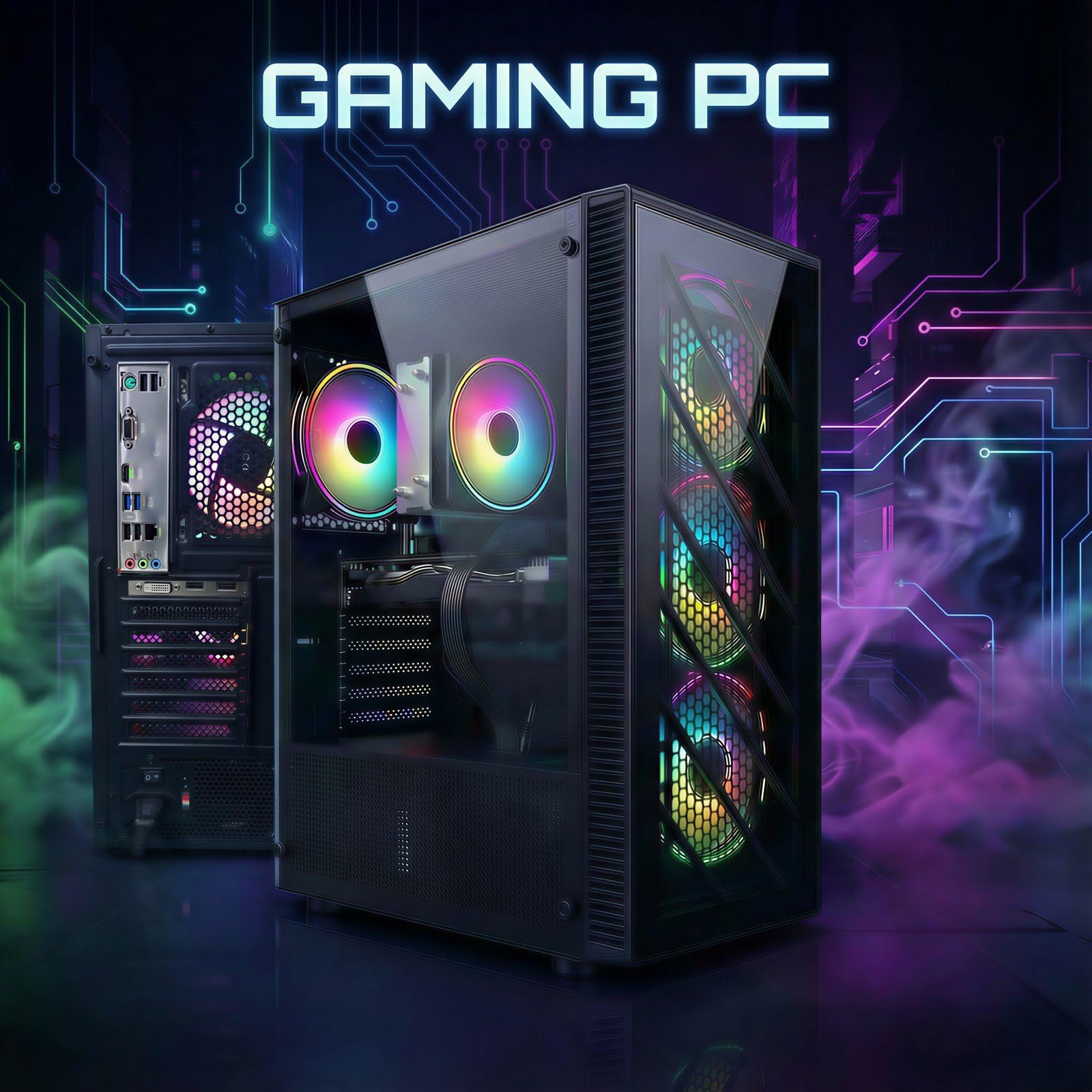 STGAubron Gaming PC Computer Desktop,AMD Ryzen 5 5500 up to 4.2GHz, Radeon RX 580 8G, 16G DDR4, 512G SSD, WiFi 6 5G & BT 5.2, RGB Fan x4, Windows 11 Home