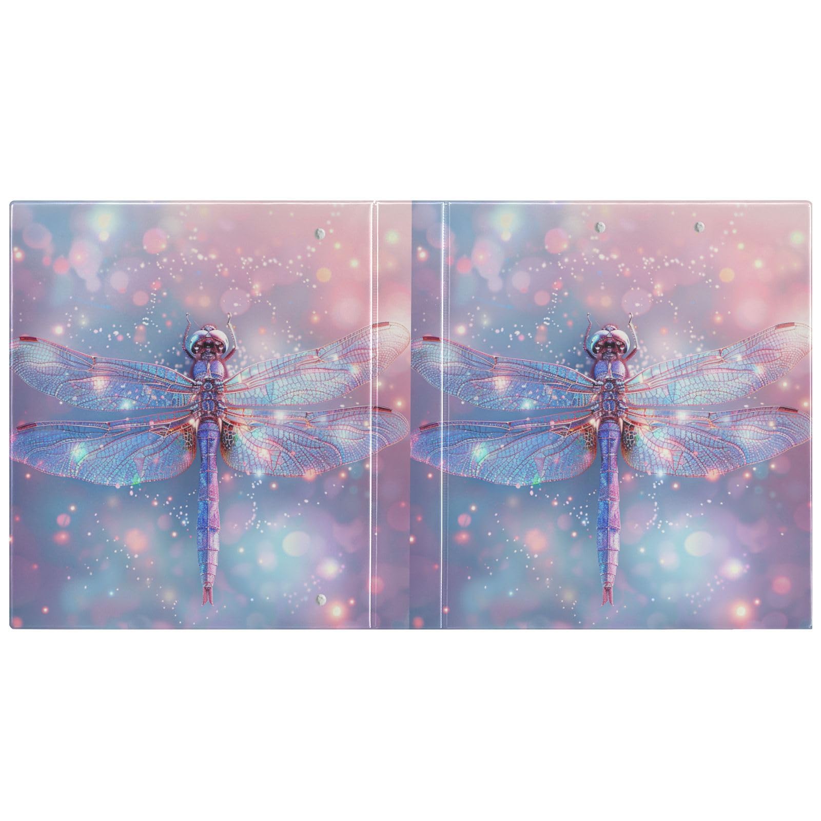 3 Ring Binder, Dragonfly Pink Sparkle File Folder Holds 200 Sheets File Storage for Women Men School Office Supplie - Image 2