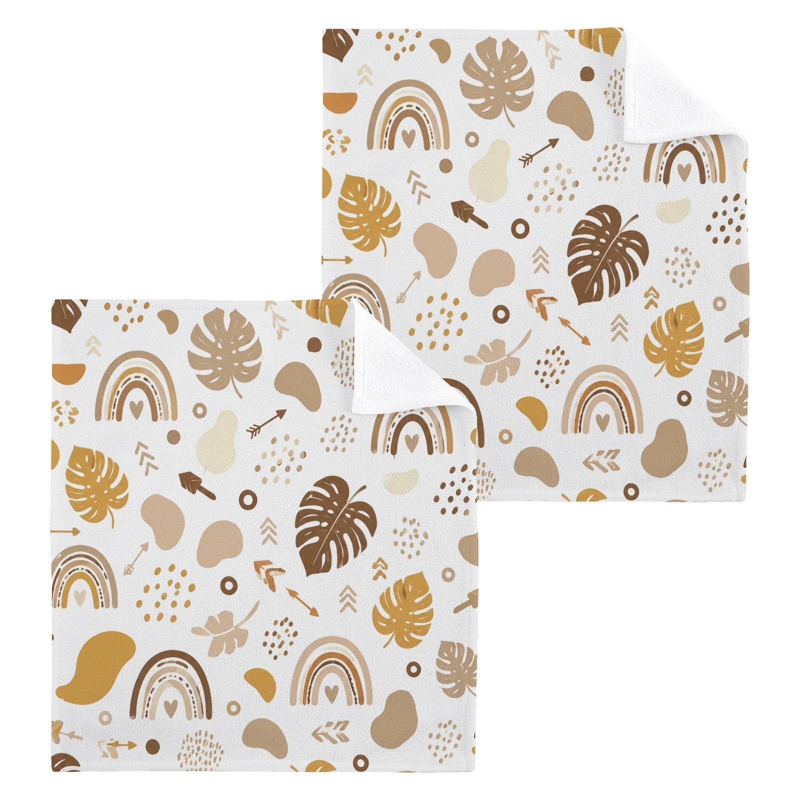 BOESI Rainbow Pattern 12x12in Cotton Washcloth,Soft Absorbent Face Towel