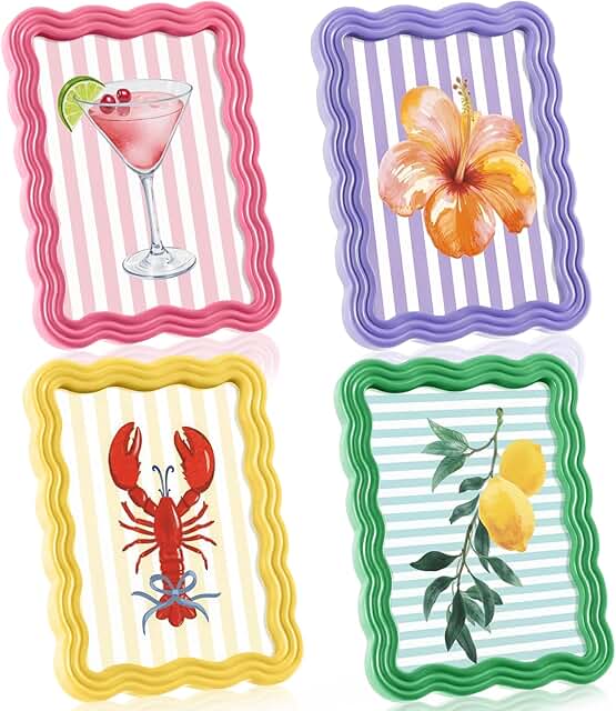 Novabright 4 Set 5 x 7 Colorful Scalloped Picture Frame Maximalist Decor...