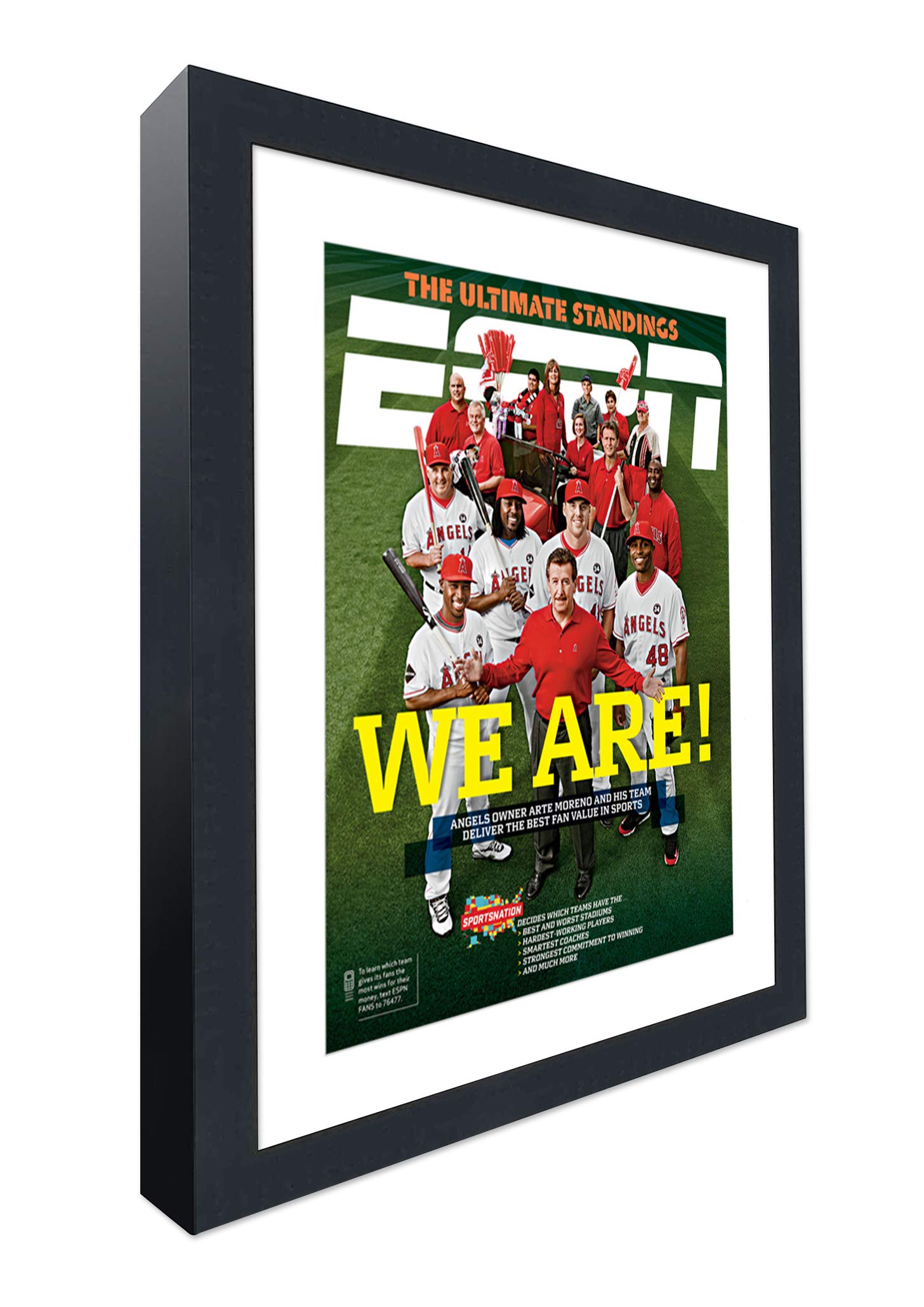 ESPN Magazine Display Solid Wood Frame - Complete with Acrylic, Backing, and White Mat - Fits Any Magazine Measuring 10