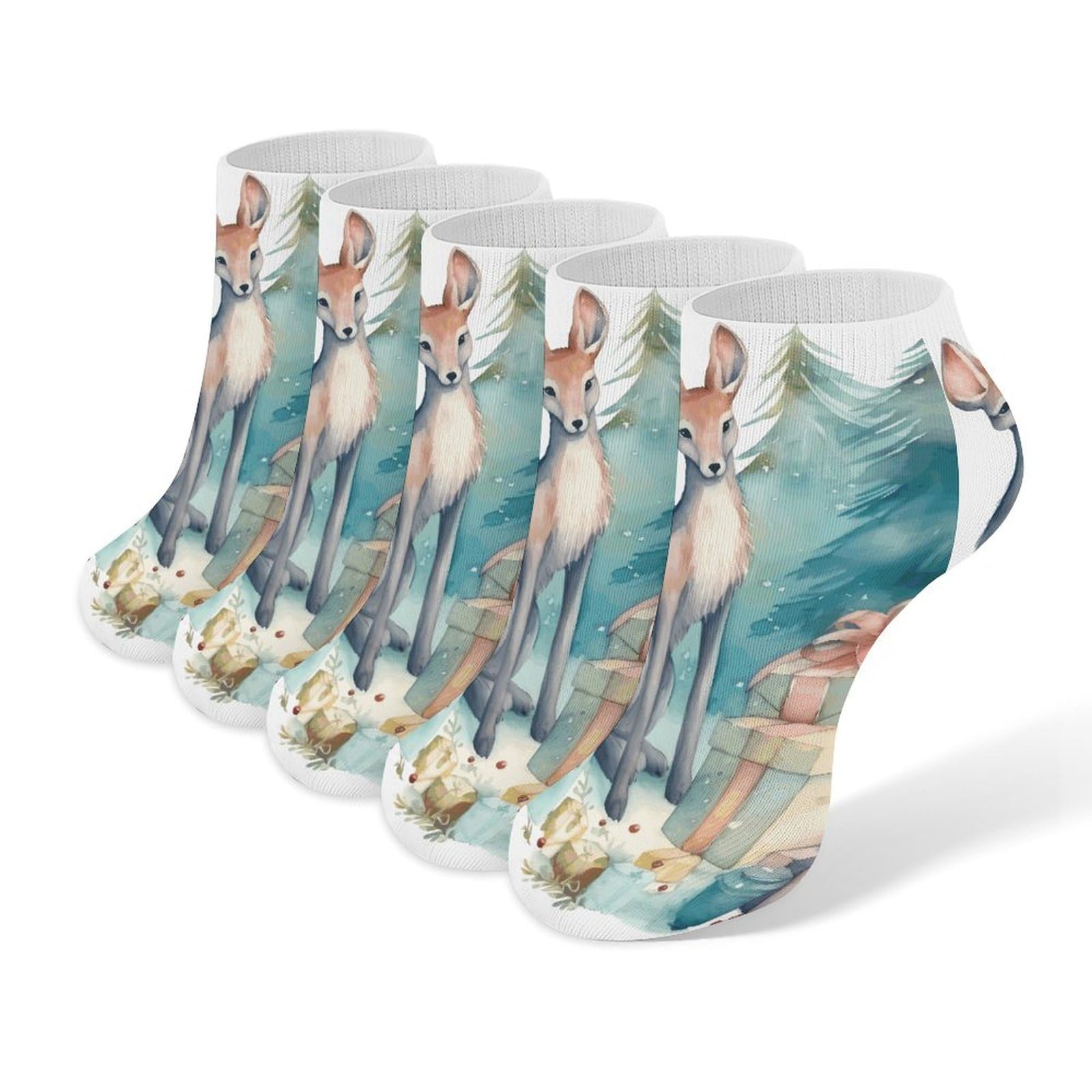 Animals And Gifts Ankle Socks for Men & Women, 5 Pairs Breathable Soft Low Cut Socks, Stretch Sweat Wicking Sox