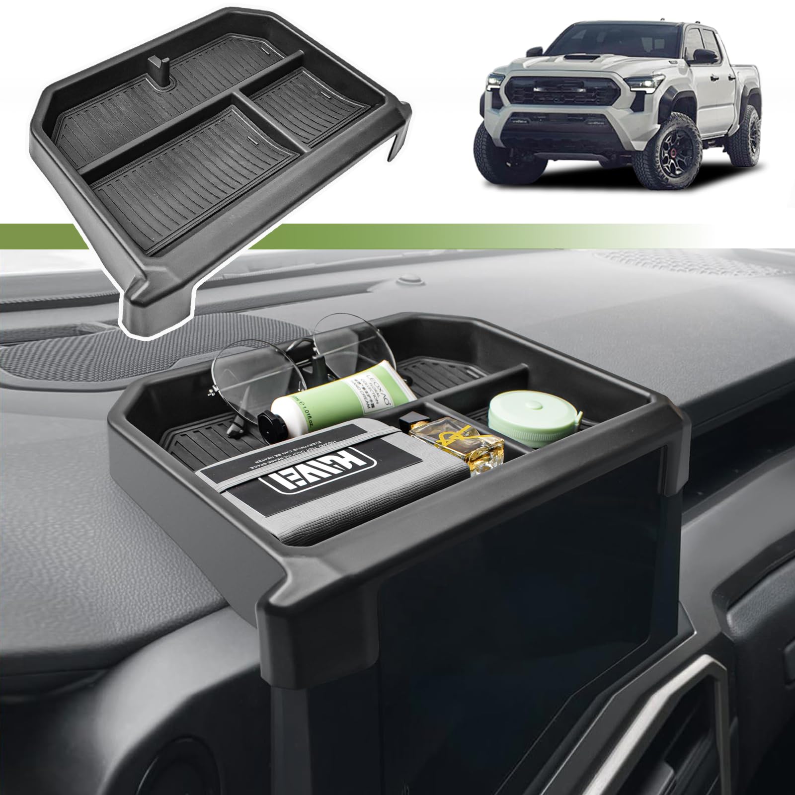 Photo 1 of HGWEI Center Console Screen Dash Organizer Compatible with 2024-2026 Toyota Tacoma & 2025-2026 4Runner Interior Accessories w/ 8-inch Dashboard Storage Box Behind Screen Insert Tray Mount Holder Black