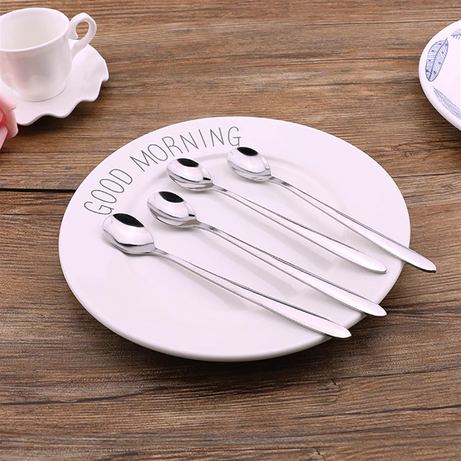Coffee Scoops 2Pcs Long Handle Stainless Steel Tea Coffee Spoons Ice Cream Scoop Cutlery Set