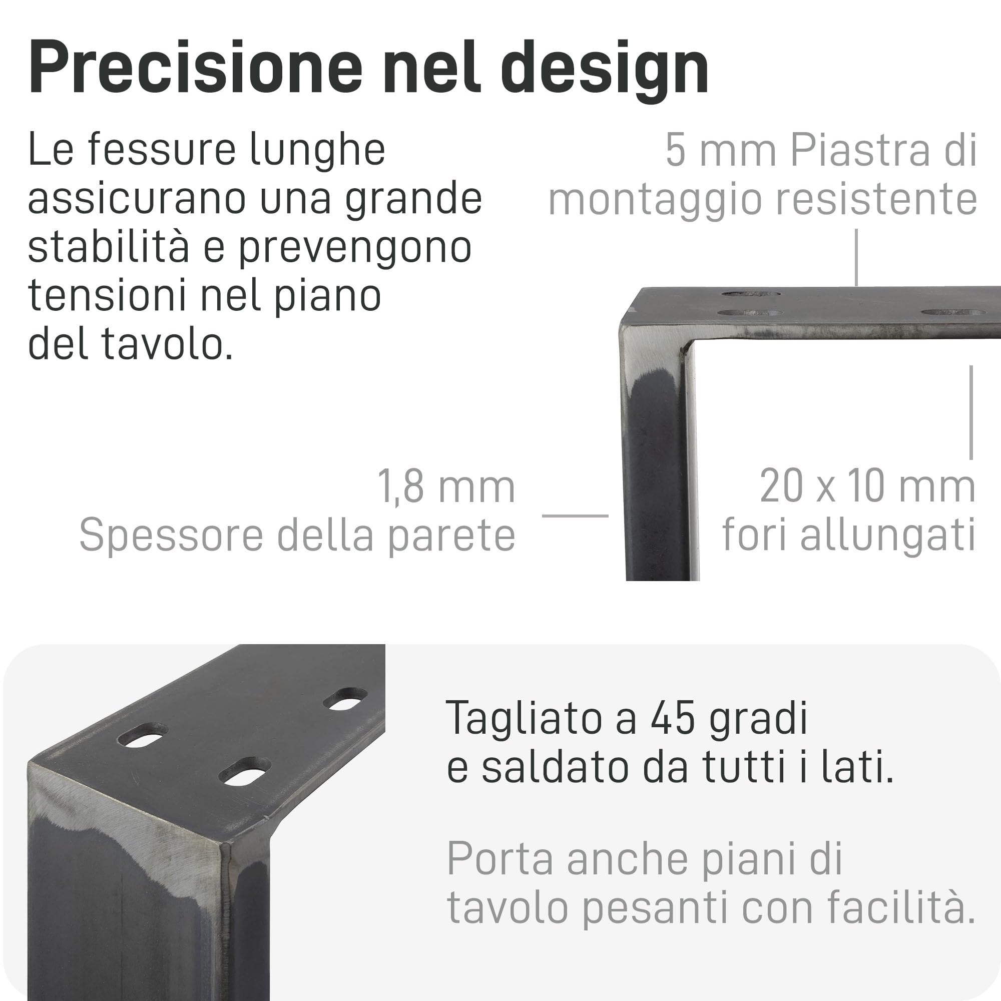 Natural Goods Berlin 2x GAMBE PER TAVOLO | Montaggio Facile | Piedi per Tavolo in Metallo Industriale | Ideale per Progetti Fai-da-Te come Tavolo da Pranzo, Scrivania, Tavolino, Panchina | 30x43 cm