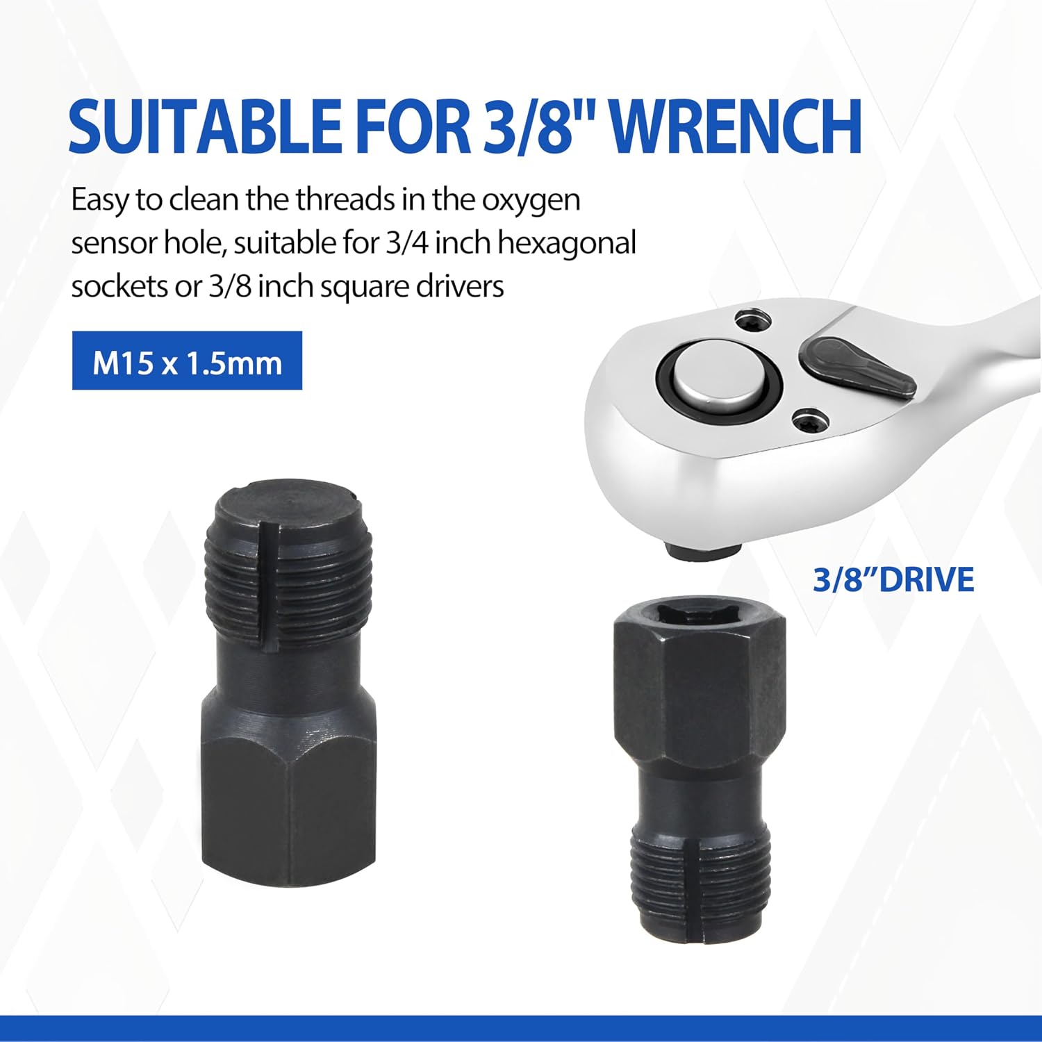 Oxygen Sensor Rethread Chaser M12 x 1.5mm and M18 x 1.5mm, use for Clean and Repair Damaged Threads,Thread Spark Plug Thread Repair