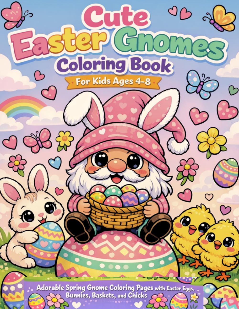 Cute Easter Gnomes Coloring Book for Kids Ages 4–8: Adorable Spring Gnome Coloring Pages with Easter Eggs, Bunnies, Baskets, and Chicks – Fun Holiday Coloring Activity Book (Easter Coloring Book)