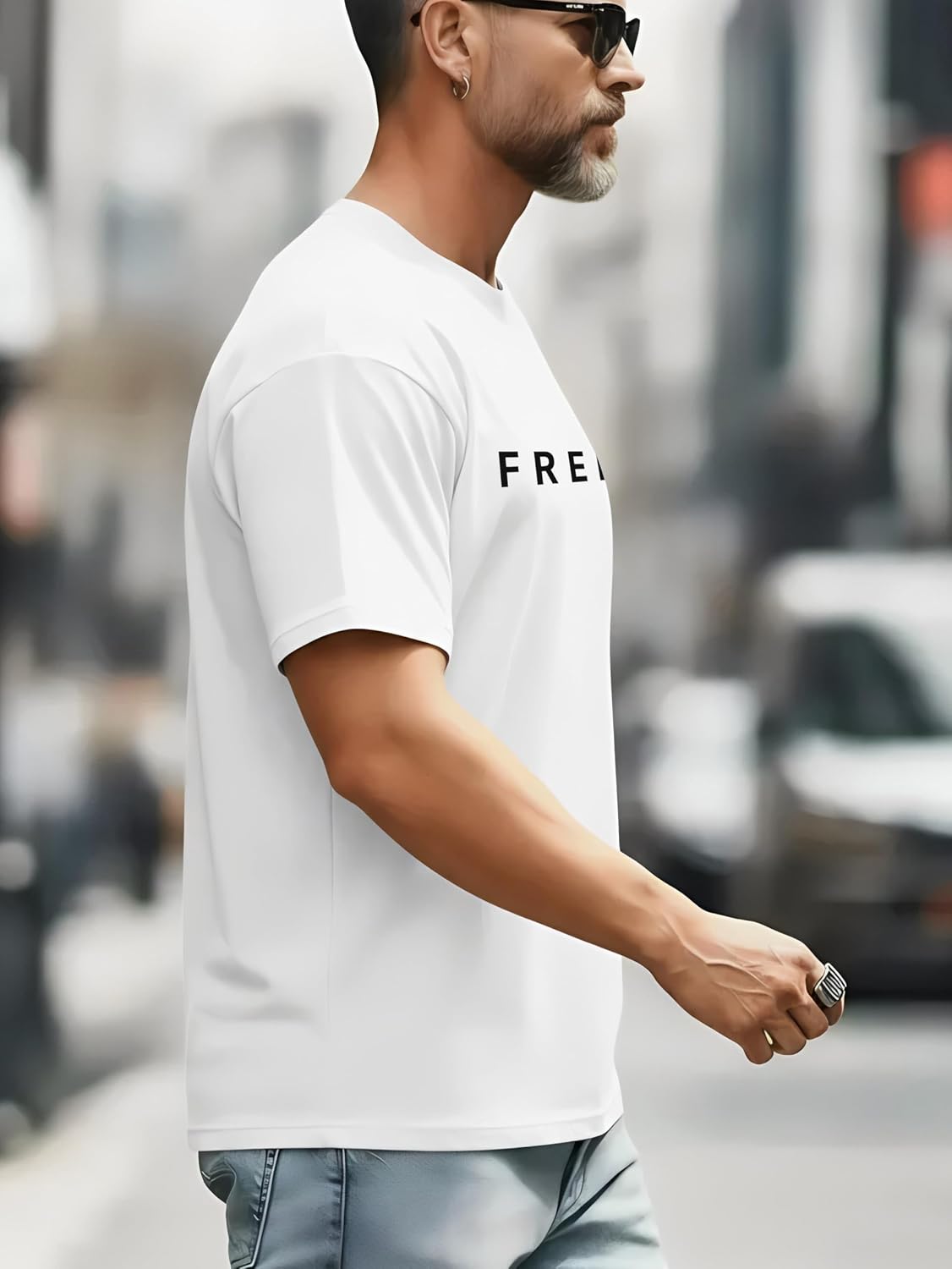 Men's Funny Shirts Dad Husband Freedom America Flag T Shirt Regular Fit Casual Tee Tops Shirts