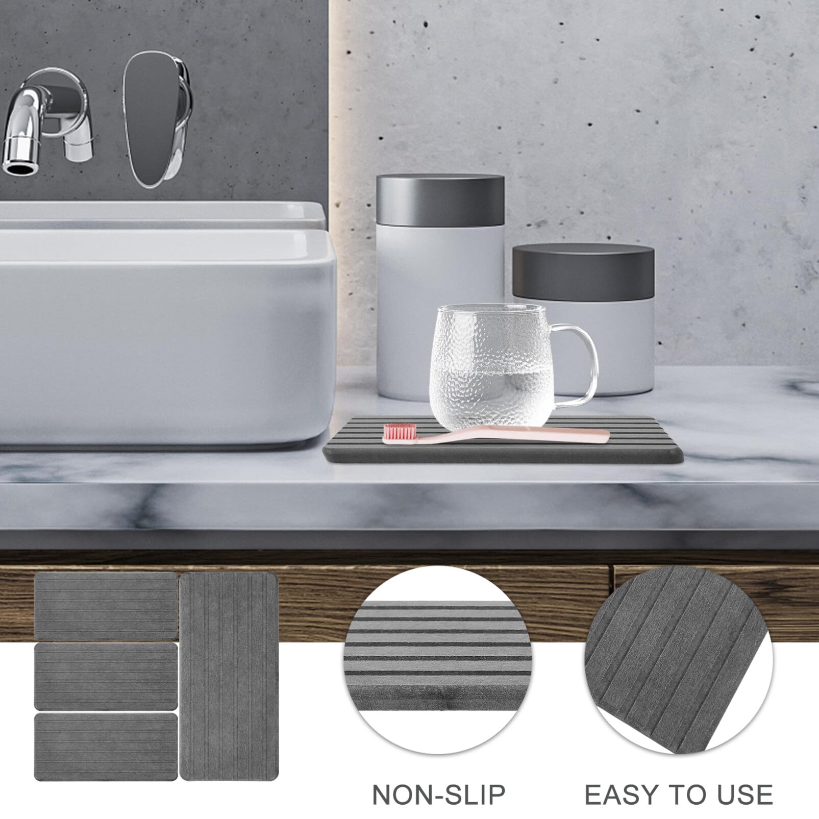 UPKOCH 4pièces Tapis Absorbant Diatomite pour sous Salle De Bain Tapis Absorbant pour Boissons Et Vaisselle pour Séchage Rapide