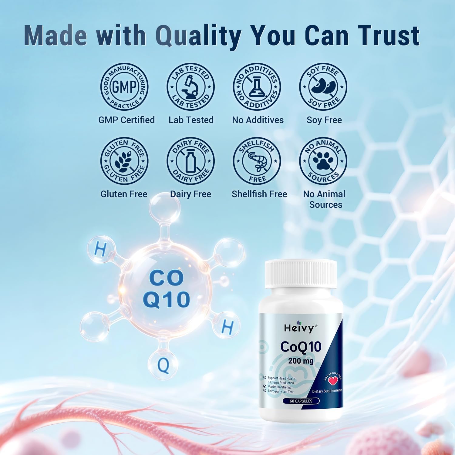 Heivy CoQ10 200mg Per Softgel, 60 Day Supply — Amazon image 5
