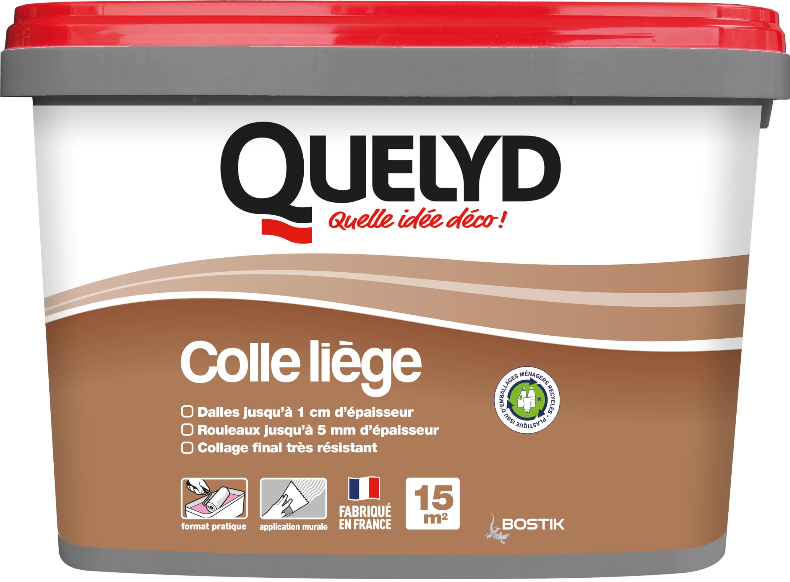 Quelyd Colla Sughero da parete Pasta - Piastrelle e rotoli, interni - Pezzi non umidi - Applicazione da parete diretta - Vaso da 5 kg