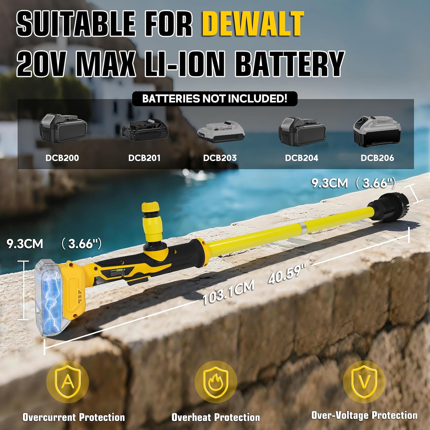 Cordless Stick Transfer Pump for Dewalt 20V Battery, 635 GPH Water Transfer Pump, Cordless Battery Operated Water Pump with 1m Hose, Portable Sump Pump Transfer Pump for Pool,Basement,RV (Tool Only)