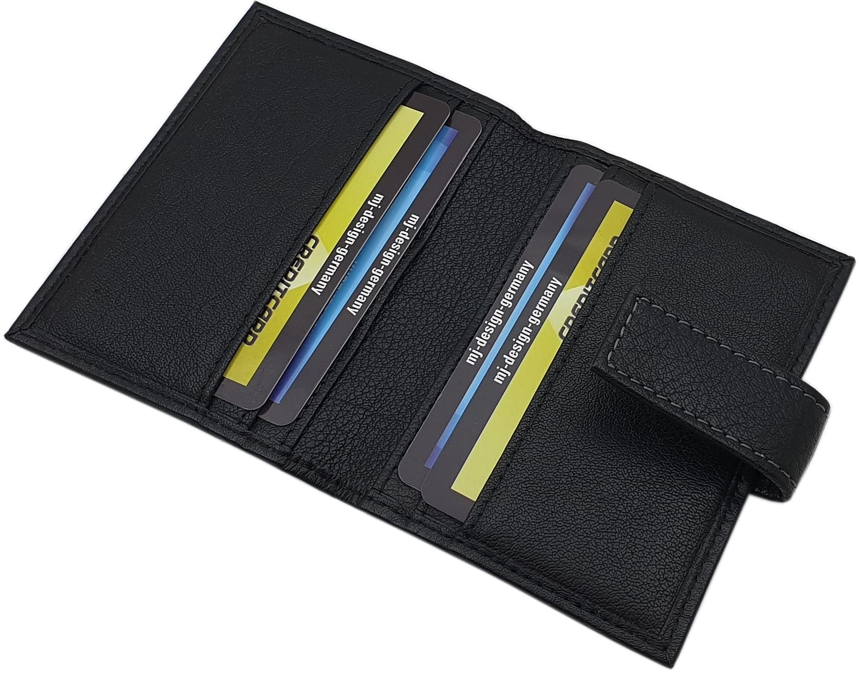 XXL Büffelleder Kartenetui MJ-Design-Germany RFID & NFC Schutz (Schwarz) | Kreditkartenetui, Visitenkartenetui, Kartenmäppchen