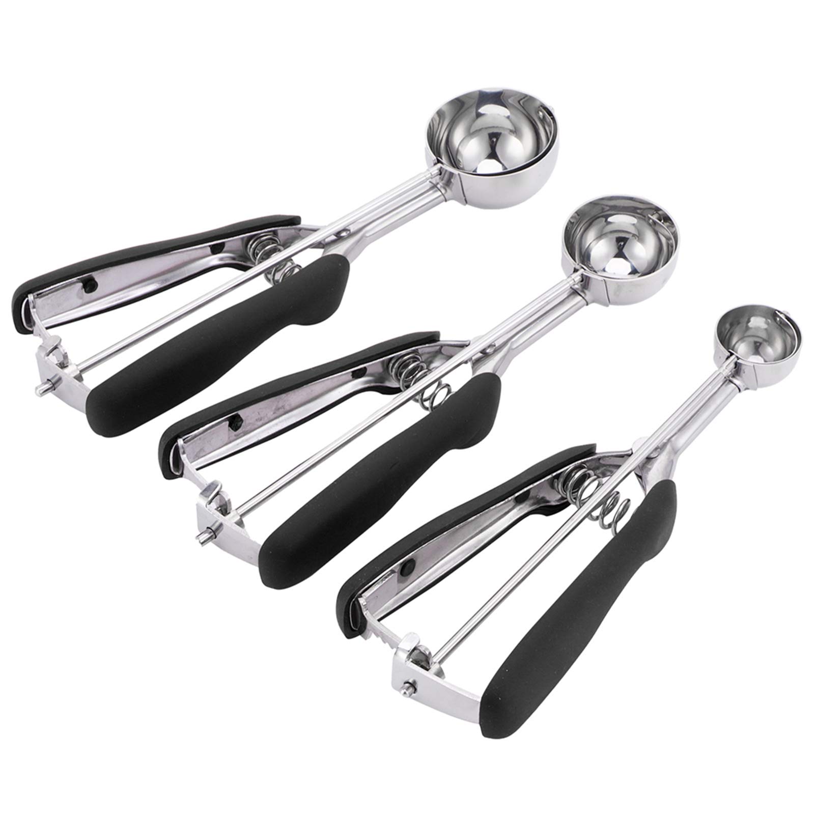 Eisportionierer, Metallschaufel, Schaufel, Küchenwerkzeug, 3-teiliges Keksschaufel-Set, Eisportionierer aus Edelstahl mit Auslöser, Teigschaufel, Cupcake-Schaufel, Melonenballer for Backen (rot) (Col