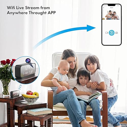Miniatura 2 de Cámara de reloj - Cámara de niñera WiFi con video HD de 1080P, detección de movimiento AI, visión nocturna clara, WiFi de doble banda, conectividad