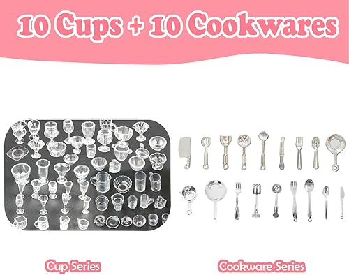 Miniatura 6 de 150 piezas de botellas de bebidas de comida en miniatura, accesorios para casa de muñecas 112 Mini Cosas Juego de juguetes para casa de muñecas