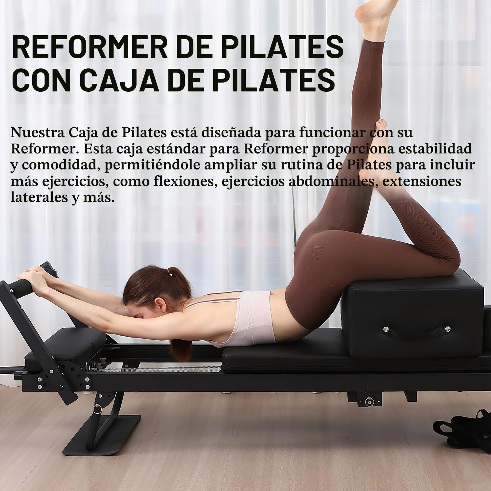 Pilates Reformer con 4 Muelles y 5 Cuerdas, Plegable Maquina Pilates Reformer para Recuperación Muscular y Uso Diario,B