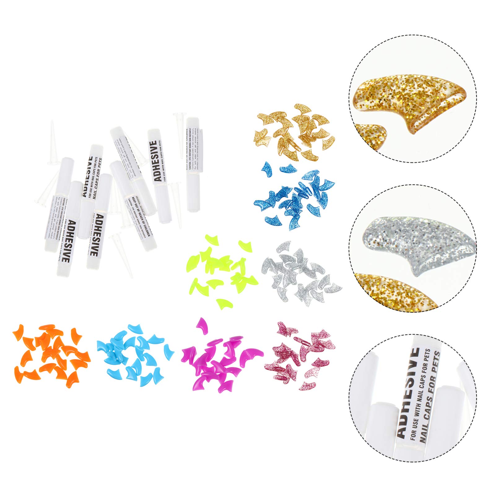 FOMIYES 480 Pièces Ensemble D'ongles pour Animaux De Compagnie Griffes De Chat en Caoutchouc Casquette Griffe De Chat Couvre-Griffes De Chat Patte De Chaton Assorti Gel De Silice