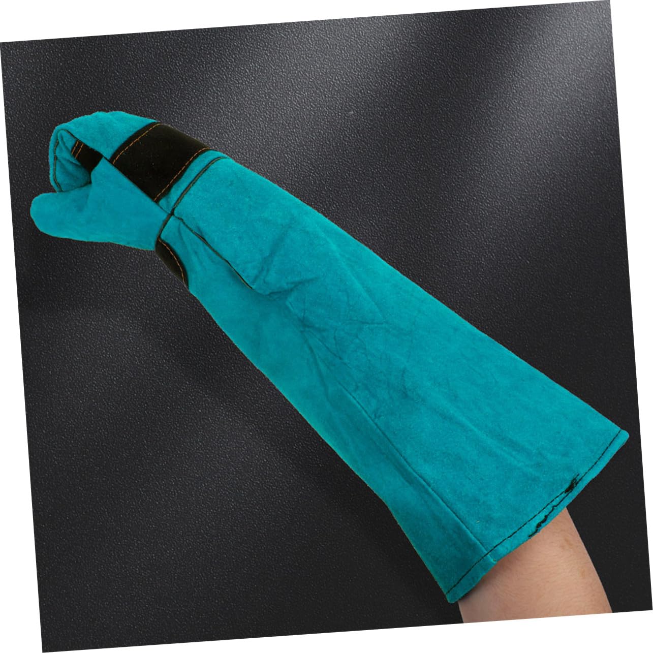 VILLCASE Guantes de Protección para Entrenamiento de Perros y Gatos Manga Larga de Cuero Sintético Resistente Mordeduras para Manipulación y Alimentación de Mascotas Color Azul Talla