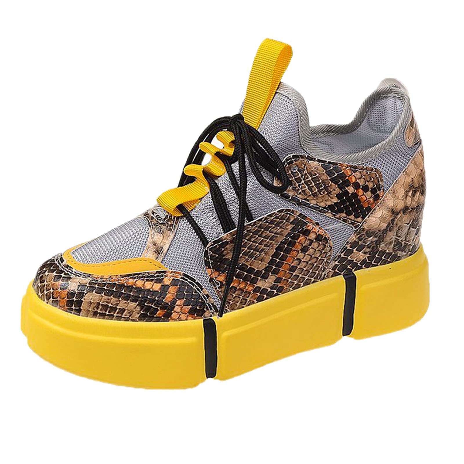 Aniywn Womens Snakeskin Colorful Platform Sneakers Comfort Casual
