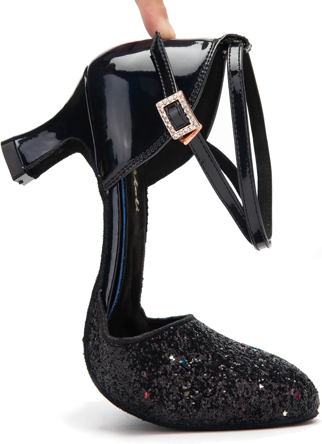 RoseMoli 1920s Shoes for Women Salsa Ballroom Dance Shoes for Woman Low Heels Dancing Pumps for Latin Tango Flapper Character Party Glitter Shoe - Image 5