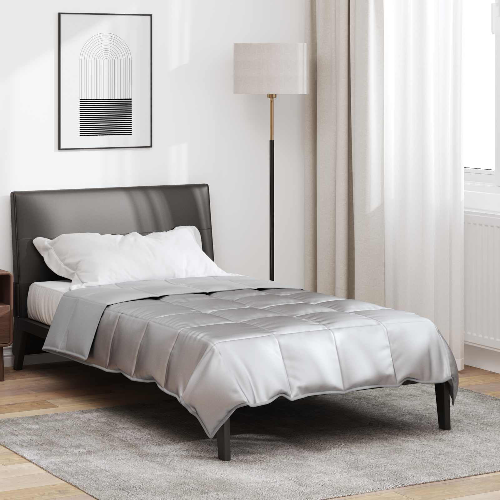 Colcha de verano plateada, 135 x 200 cm, de satén y microfibra, transpirable, regula la temperatura, antialérgica, colcha adecuada para dormitorio, cama de invitados, cama doble, cuna