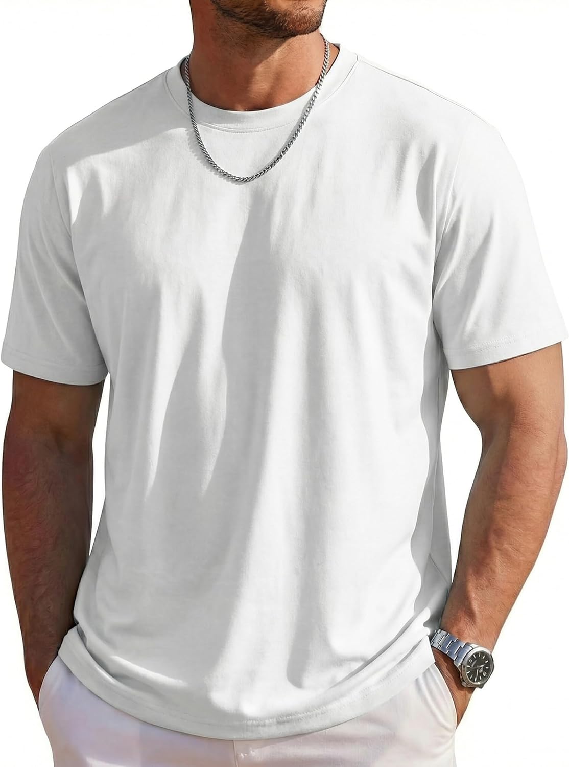 MAGCOMSEN Mens T-Shirts Short Sleeve UPF 80+ Sun Protection Lightweight Moisture Wicking Casual Crew Neck Basic Tees