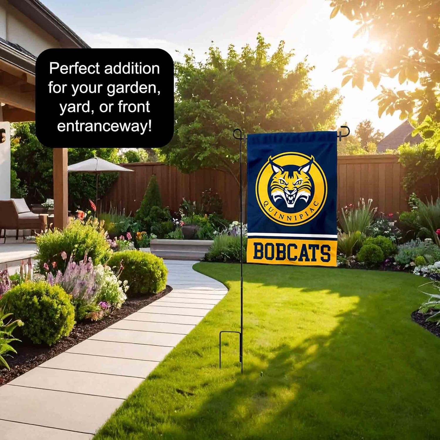 Quinnipiac Bobcats Garden Flag with Stand Holder - Image 4