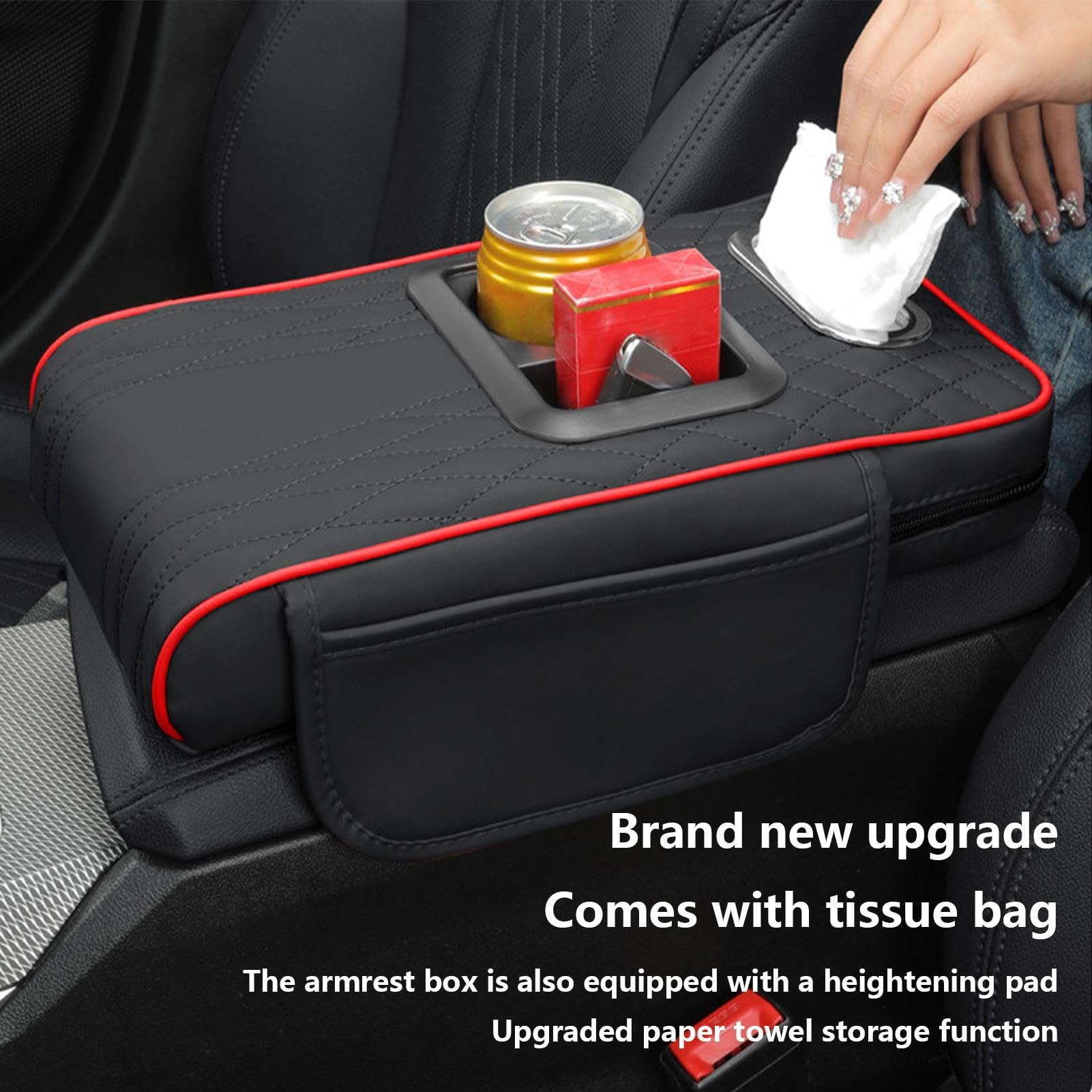 Podk?adka do samochodu Armrest Pad, ci??arówka Suv Rv Armrest Cushion, uchwyt kubek i uchwyt tkaniny, Center Console Cushion do SUV, ci??arówki, RV z kieszonkami do przechowywania, wygodna