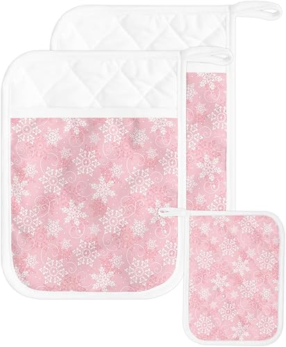 Miniatura 8 de Juego de 3 agarraderas de tela de toalla con bolsillo para cocina, antideslizantes y aislantes de calor, con bolsillo, guantes gruesos para horno,