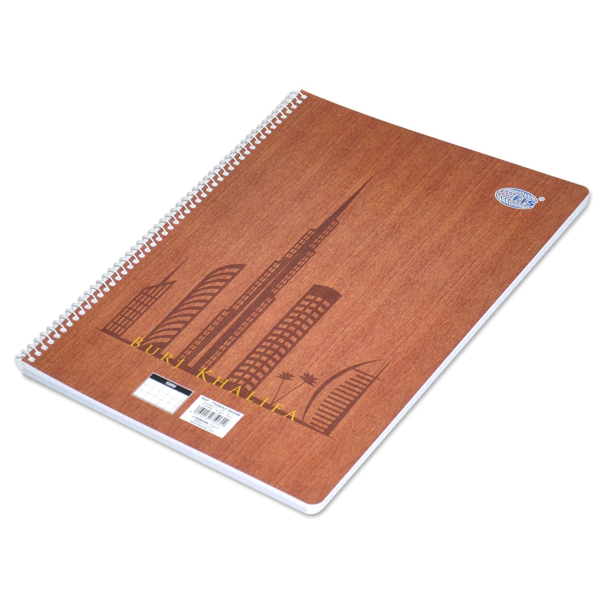 FIS FSNBA419025M 70 GSM 5 mm Square Burj Khalifa Spiral Notebook, 70 Sheets, A4 Size