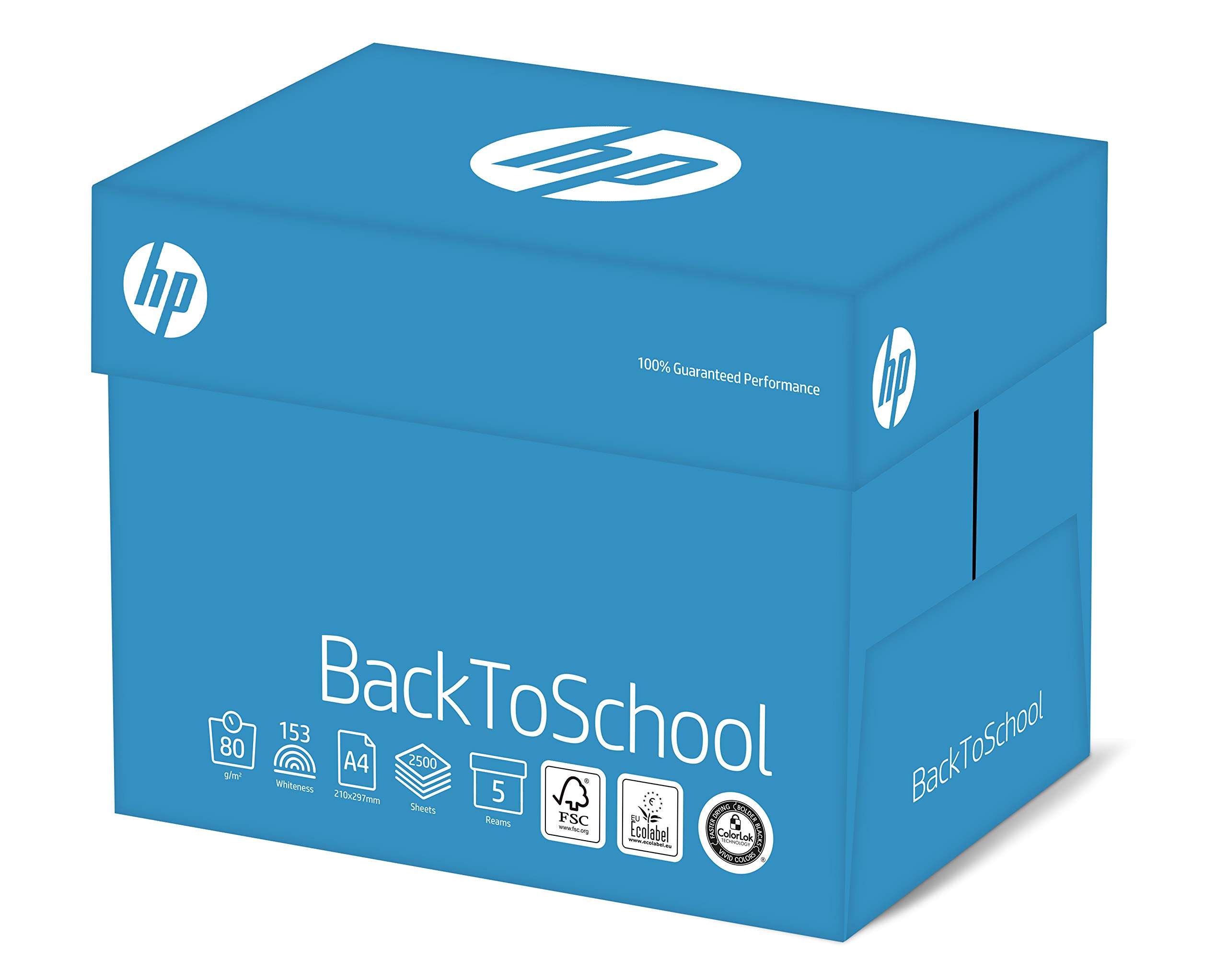 HP Back to School – Papel blanco ECF 80 g/m² A4 – Cartón de 5 x 500 hojas, FSC Mix Credit