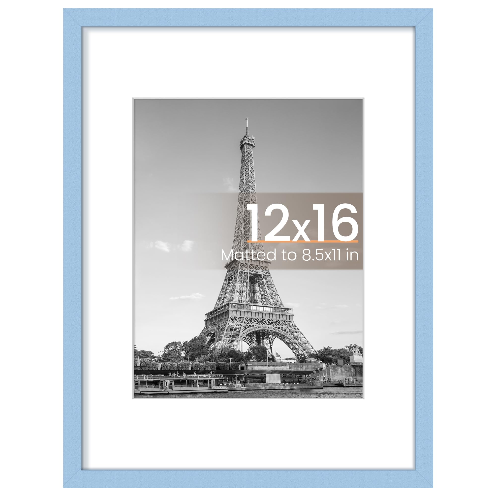 upsimples 12x16 Picture Frame, Wall Decor Poster Frames, Blue 1 Pack | 12 x 16 Frame, 8.5x11 Frame with Mat for Gallery Wall, Family, Baby, Dog, Dorm, Christmas, Father's Day