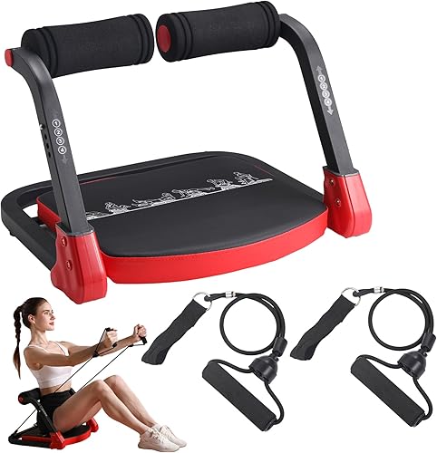 Máquina de abdominales con bandas de resistencia para ejercicio abdominal, 3 niveles ajustables, equipo de ejercicio de sentadilla para gimnasio en