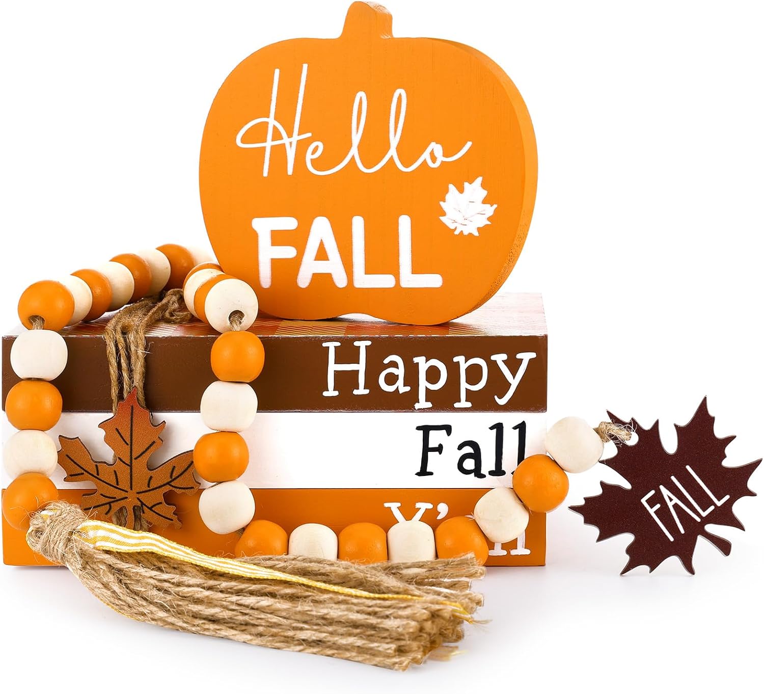 Amazon.com: Autumn Tiered Tray Decor Thanksgiving Wooden Sign Book ...