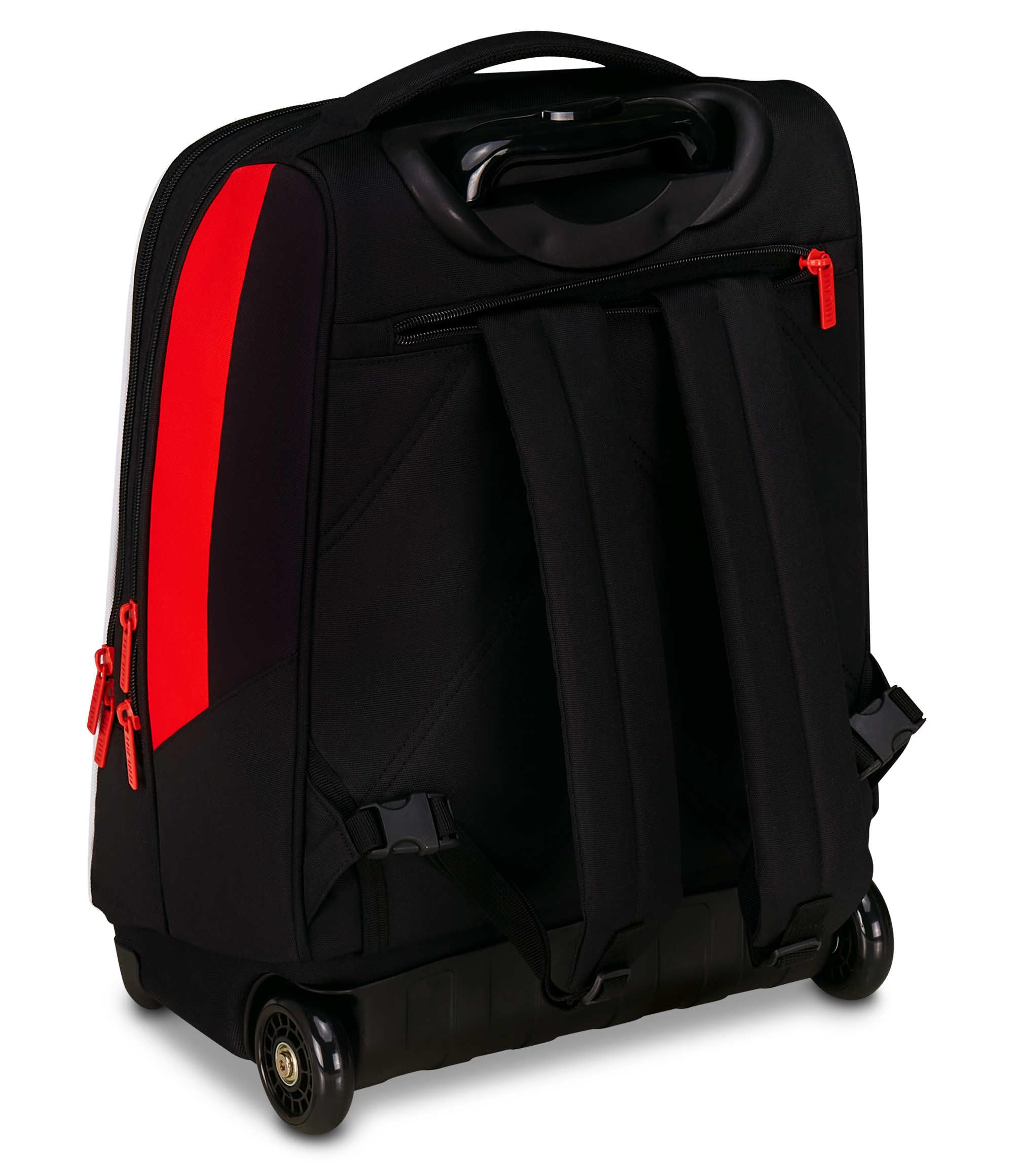 Seven Milan Big Trolley Scuola Fisso, Rosso e Nero, Squadra Calcio, 2 in 1, Doppio Uso, Trolley e Zaino, Scuola Elementare, Bambino