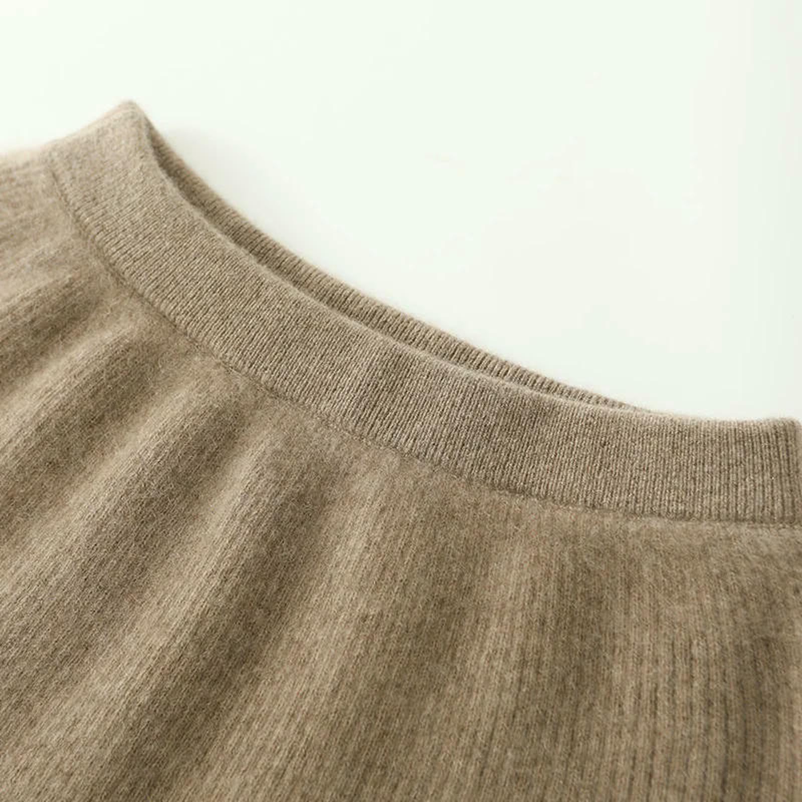 Gonna Lunga Gonne in Vita Elastica da Donna Abito Semplice Lavorato A Maglia Ispessimento Autunno Inverno-Nero-s