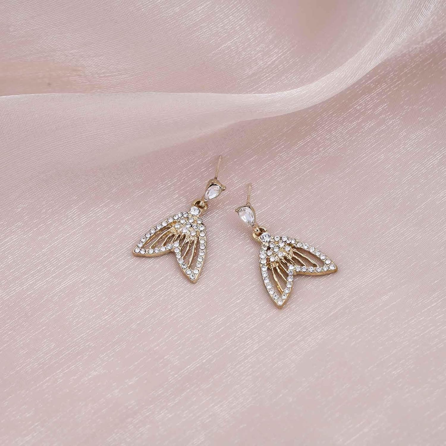 Vintage Crystal Fishtail Dangle Earrings CZ Fish Tail Earrings Rhinestone Mermaid Tail Drop Earrings Gold Whale Tail Earrings Jewelry for Women - Image 6