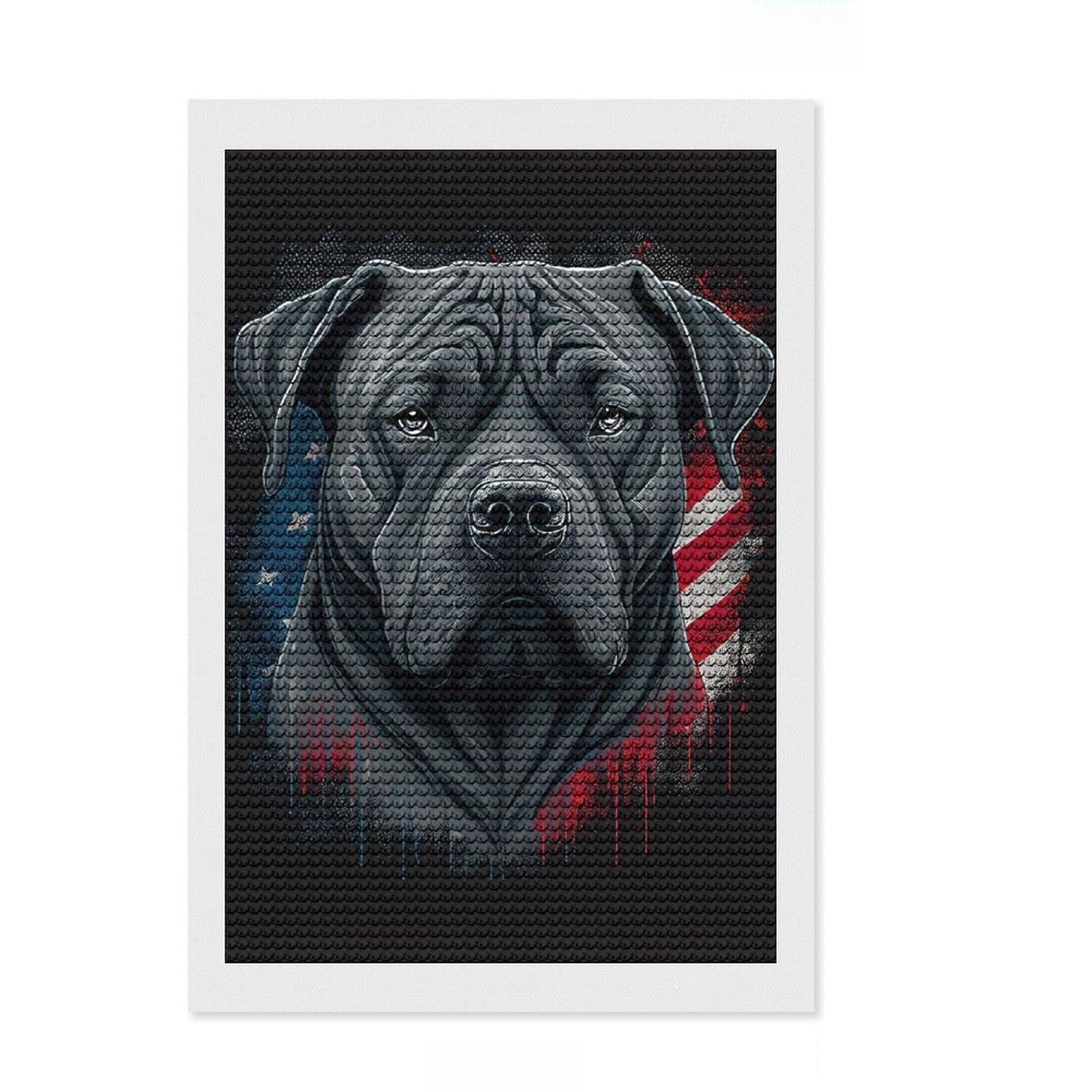 Junmoney Cane Corso USA America Diamond Art Kit 8"x12", for Women, Home Wall Decor, Good for Quiet Evenings, Festive Craft Gift, Simple to Start
