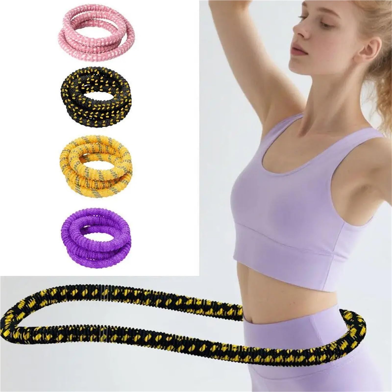 Pieghevole Hula Hoop Attrezzature for il fitness Fasce for esercizi addominali Anello a molla pieghevole portatile in vita for la modellatura aerobica usata per la perdita di peso