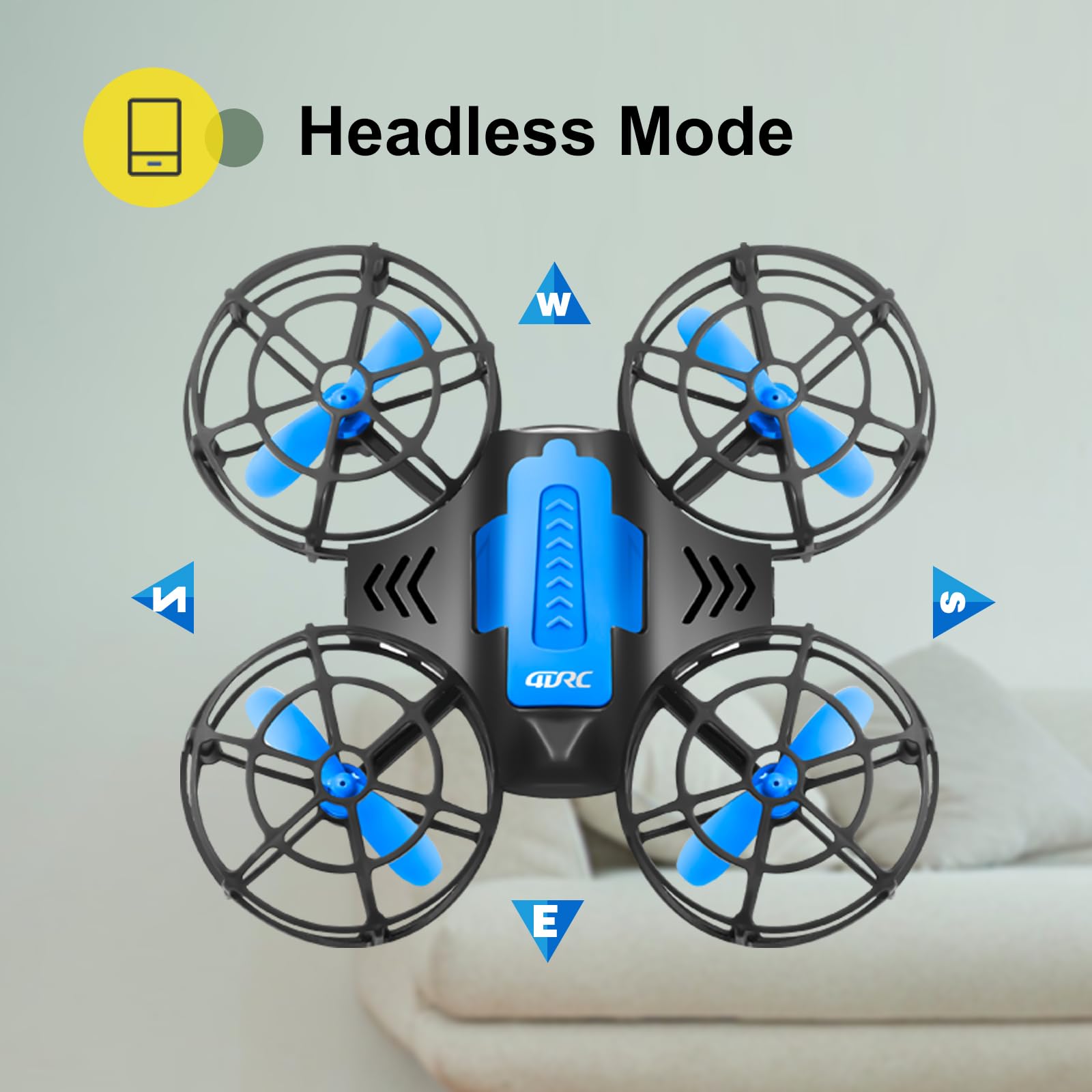 4DRC V18 Mini Dron con 2 Controlli per Bambini, Principianti, Flip 3D, Luci, Modalità Senza Testa, 3 Velocità, Planata Auto, Altitudine Fissa, 2 Batterie, Quadricottero RC, Regalo per Ragazzi