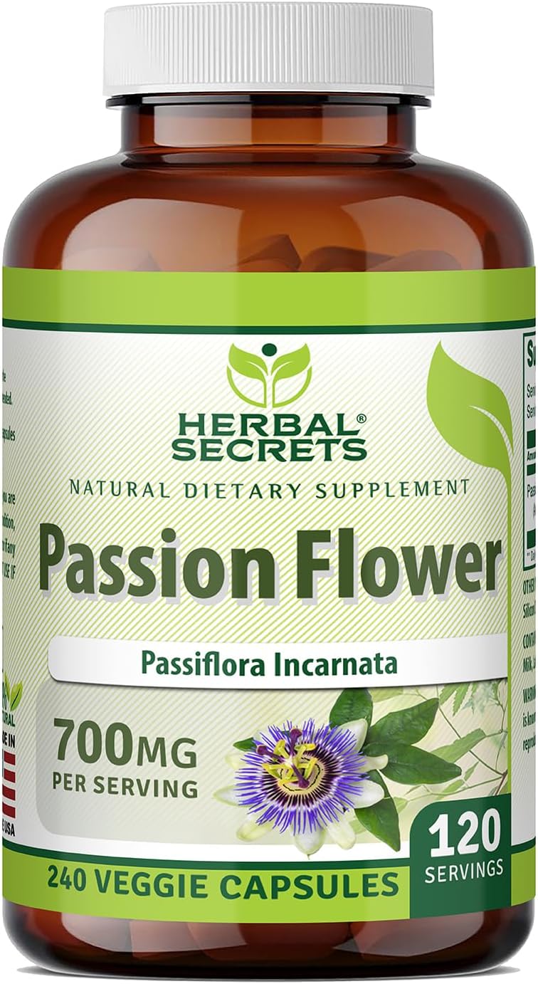Passion Flower 700 Mg | Veggie Capsules Supplement | Non-GMO | Gluten-Free | Made in USA (1 Pack | 240 Count)