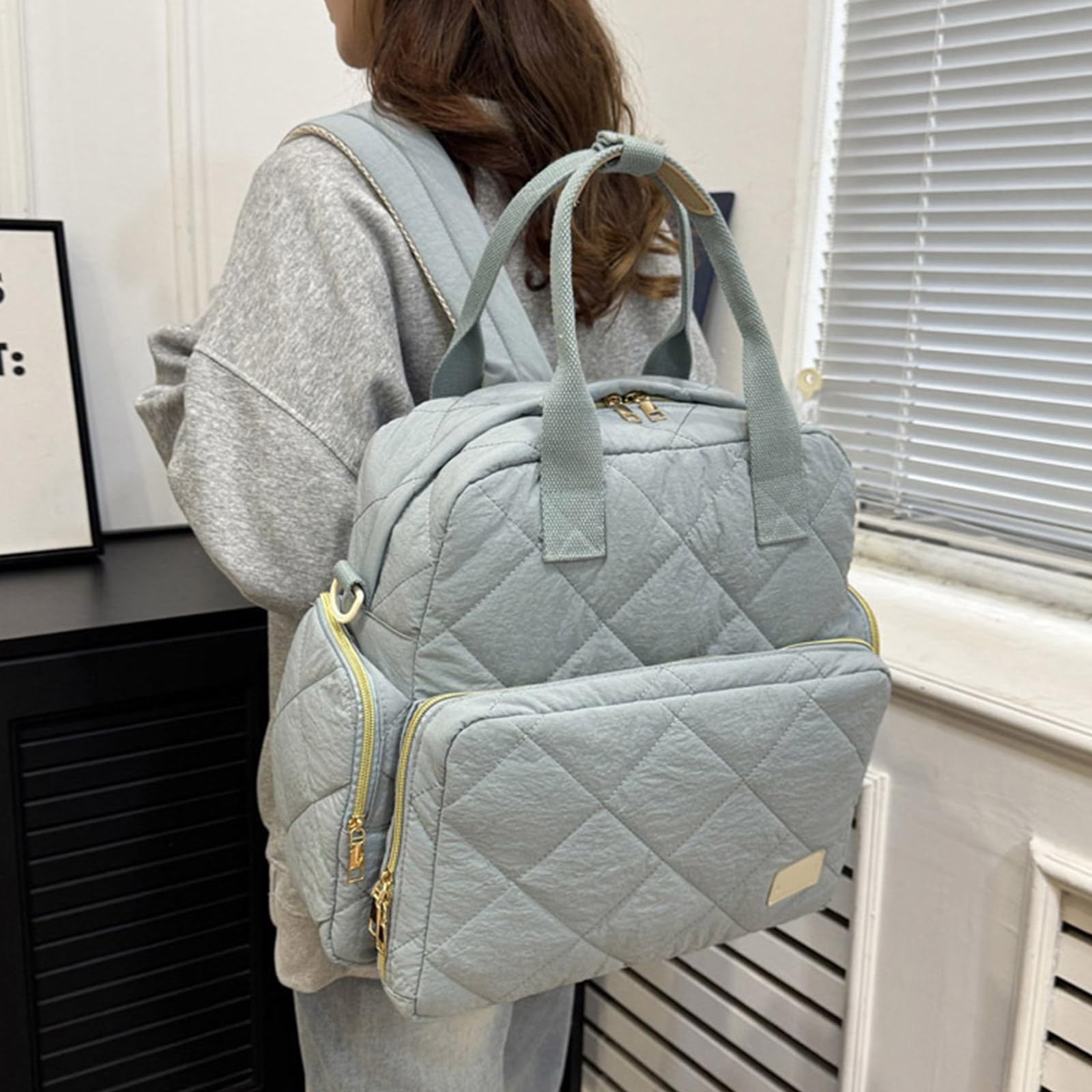 Bolsa para pañales, mochila para mamá, con múltiples compartimentos, de viaje para mujer, a prueba de salpicaduras, gran capacidad, separación húmeda y seca